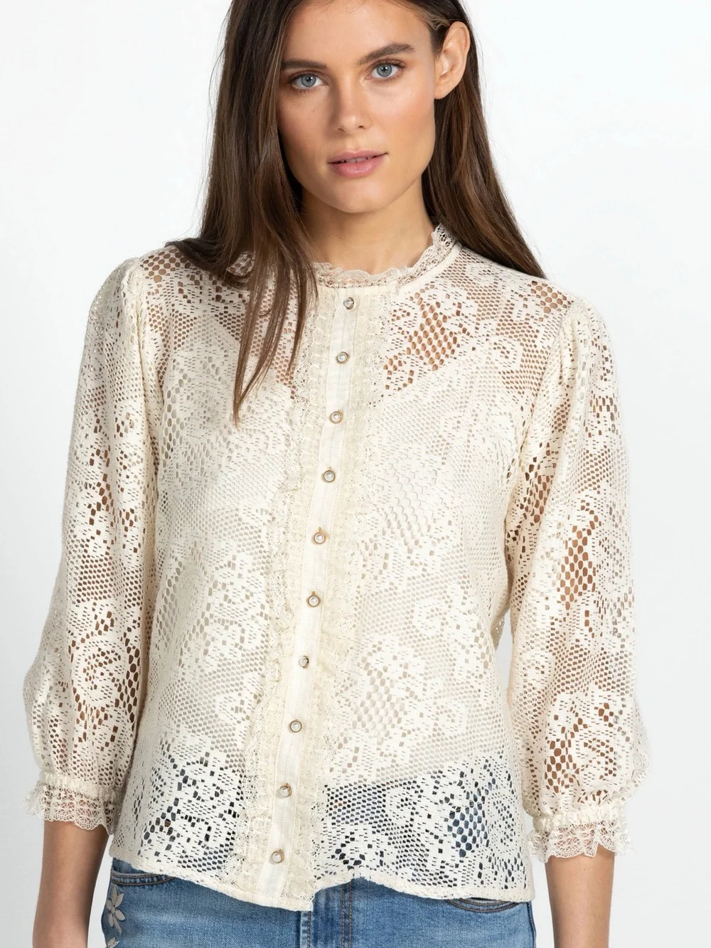 Johnny Was Betty Blouse Ecru Size L EUC